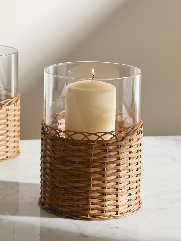 Pigment France - Wideville Rattan Large Candle Holder - Brown - ABASK