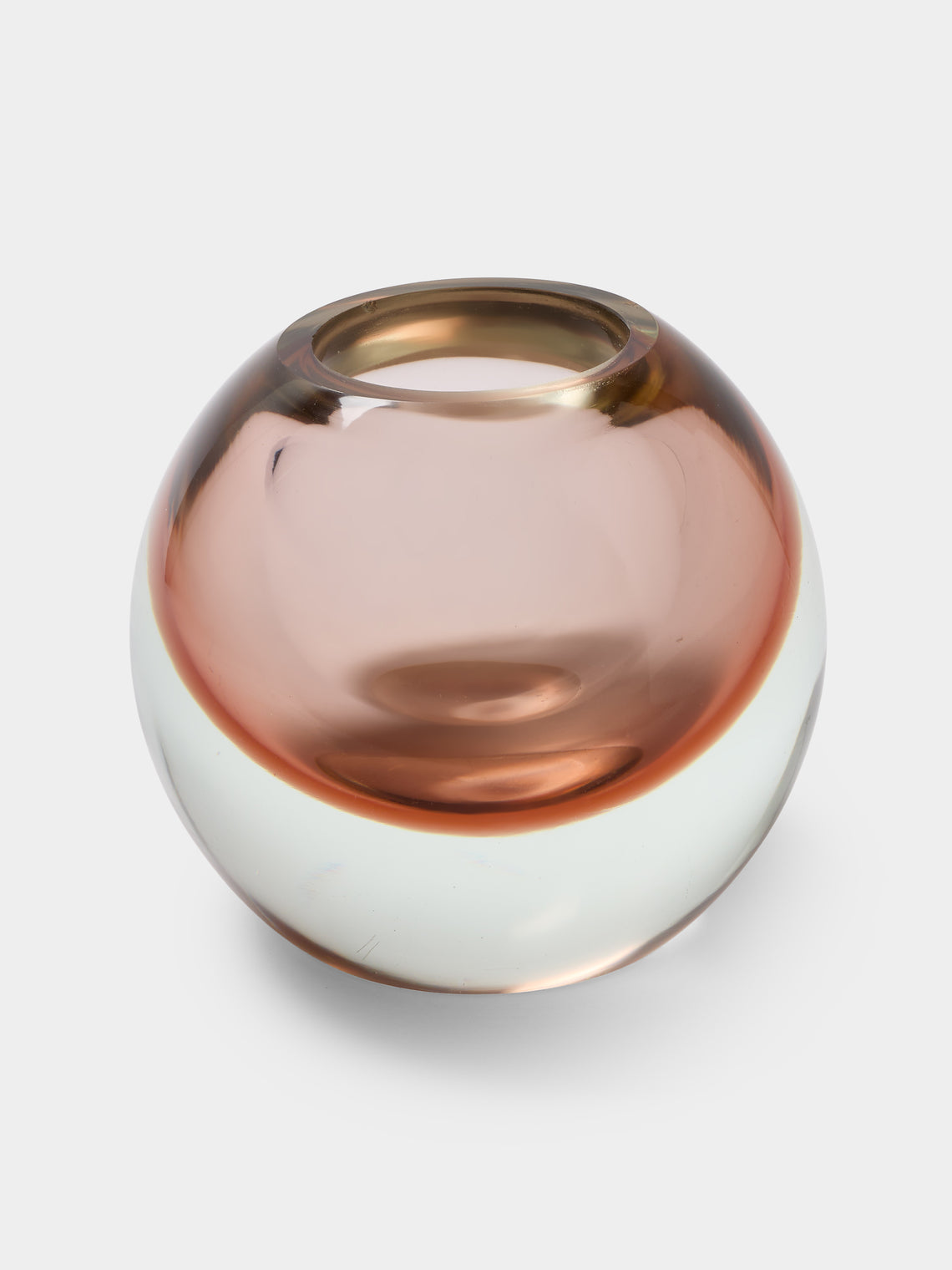 Antique and Vintage - 1950s Flavio Poli for Seguso Vetri d’Arte Murano Glass Ball Vase (6.5in/16cm) - Pink - ABASK - 