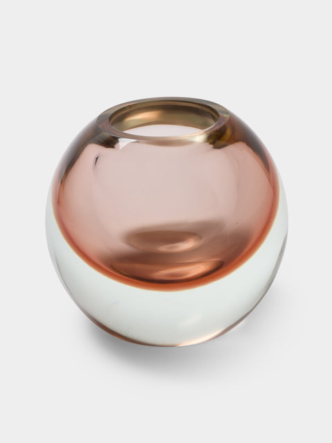 Antique and Vintage - 1950s Flavio Poli for Seguso Vetri d’Arte Murano Glass Ball Vase (6.5in/16cm) - Pink - ABASK - 