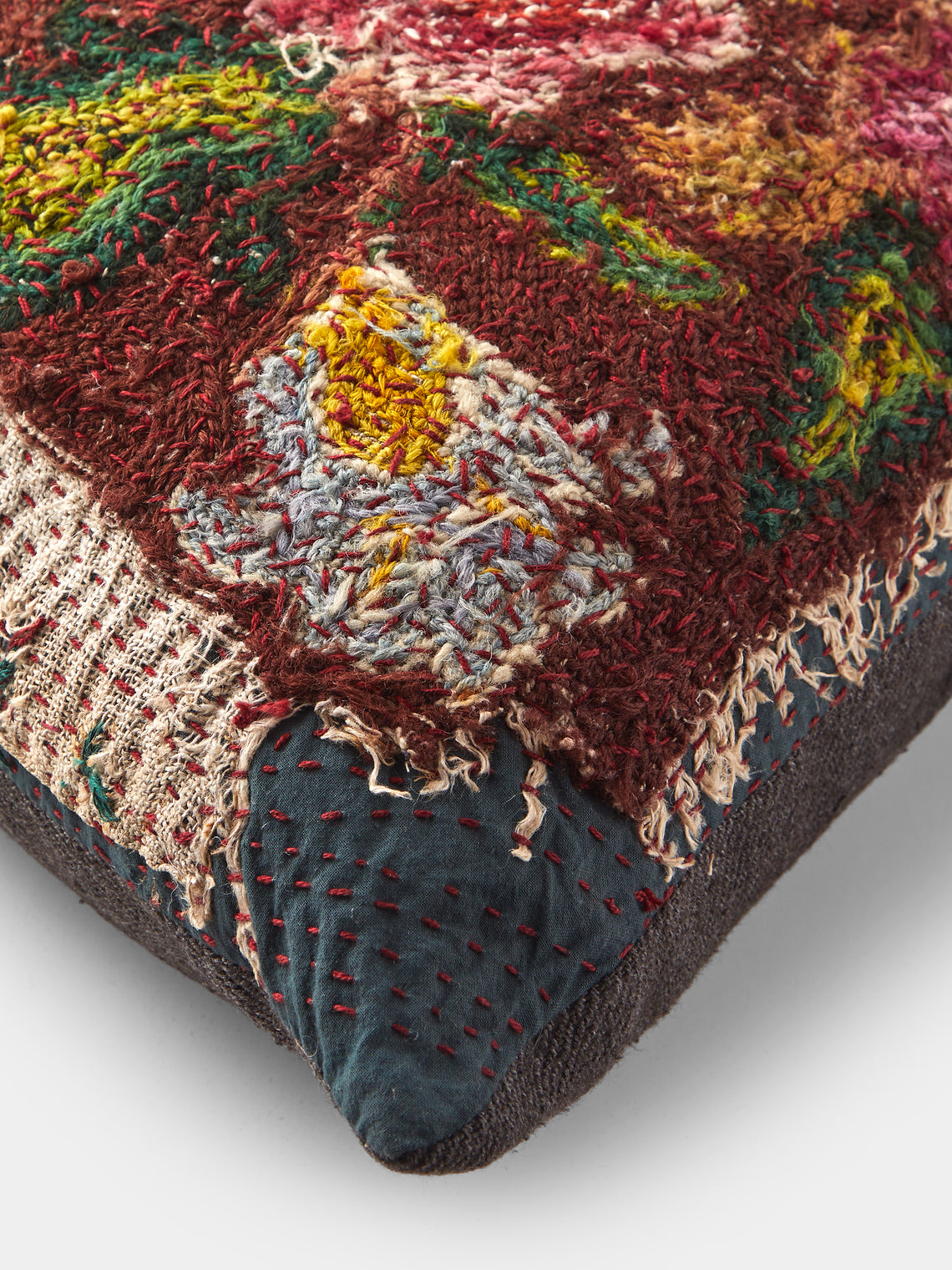 By Walid - 19th-Century French Needlepoint Wool and Linen Cushion (21.5in/55cm) - Multiple - ABASK