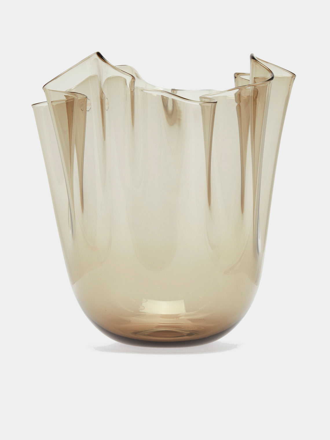Venini - Fazzoletto Hand-Blown Murano Glass Medium Vase - Brown - ABASK - 