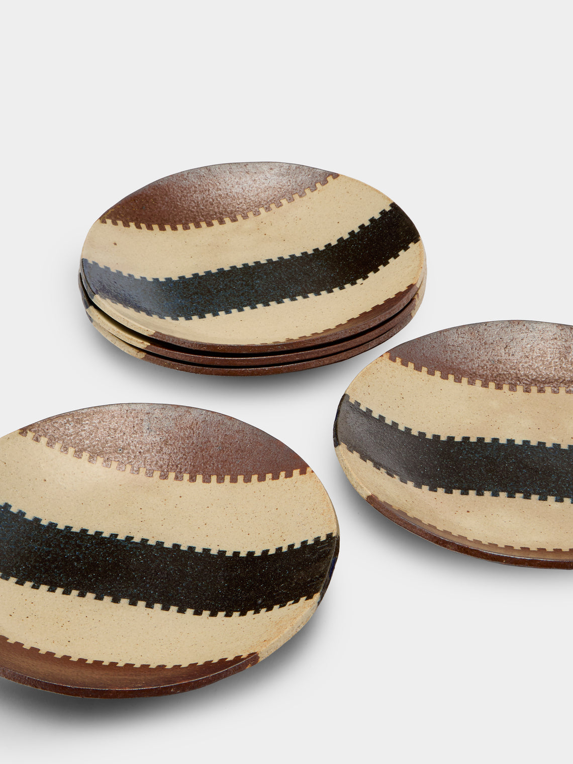 Makidani-gama - No. 2 Nerikomi Ceramic Plates – 8in/21cm (Set of 5) - Multiple - ABASK