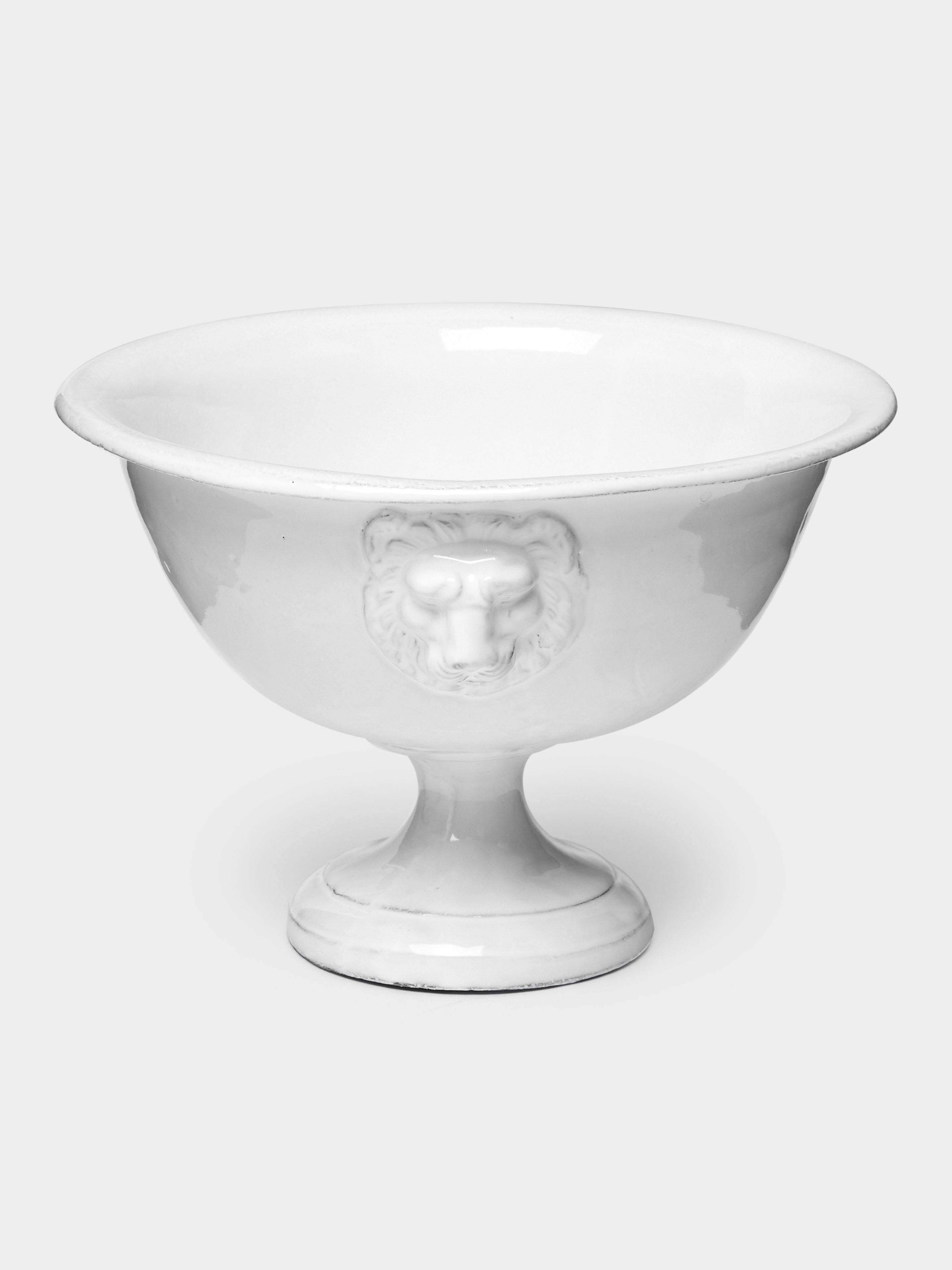 Lion Hand-Glazed Ceramic Fruit Stand
