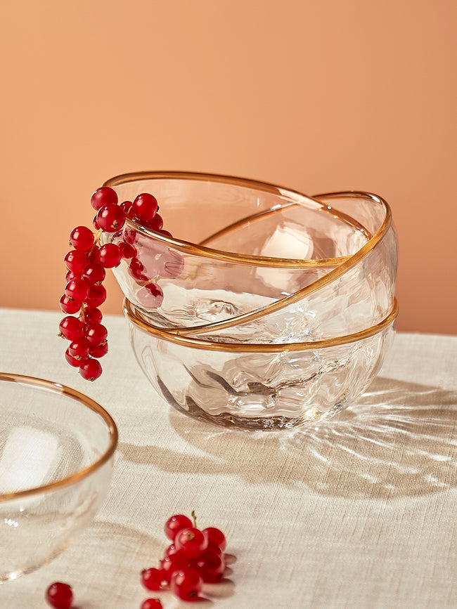 Akua Objects - Peter Hand-Blown Crystal Dessert Bowls (Set of 4) - Clear - ABASK