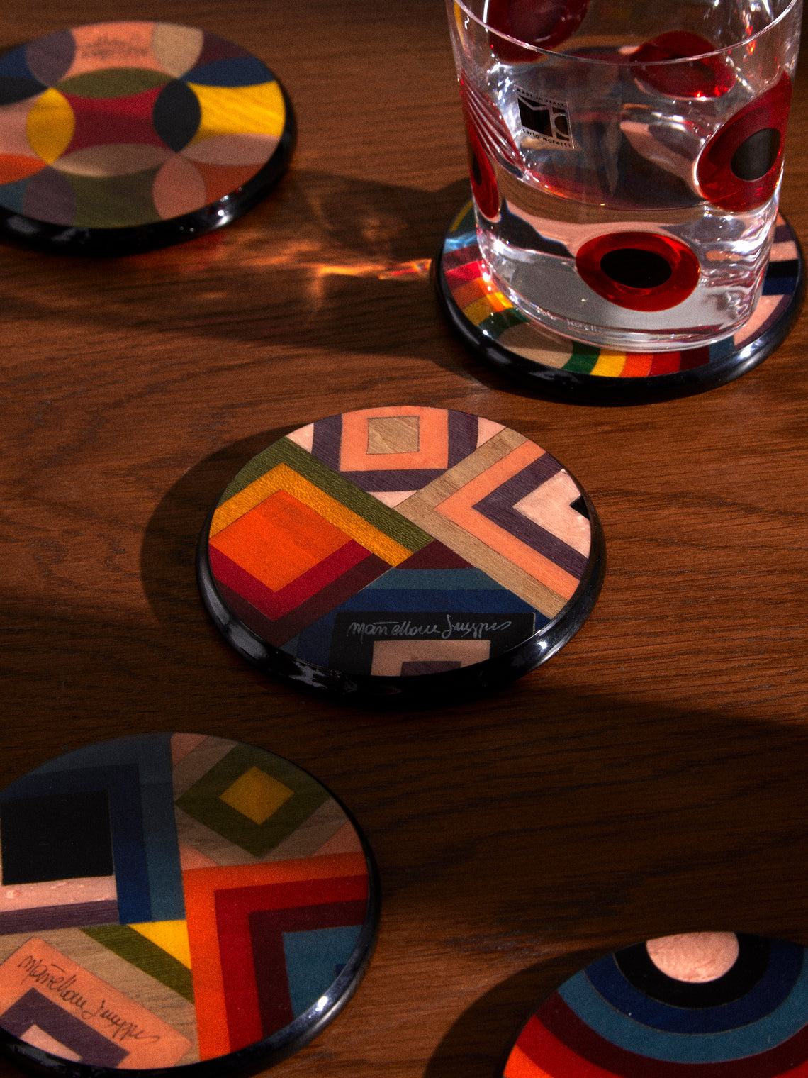 Mastellone Giuseppe - Wood Inlay Coasters (Set of 6) - Multiple - ABASK