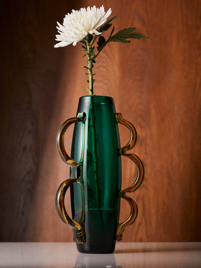 Antique and Vintage - 1990s Alessandro Mendini for Venini Glass Vase (14in/36cm) - Green - ABASK