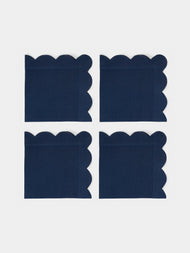 Angela Wickstead - Rapallo Scalloped Linen Napkins (Set of 4) - Blue - ABASK - 