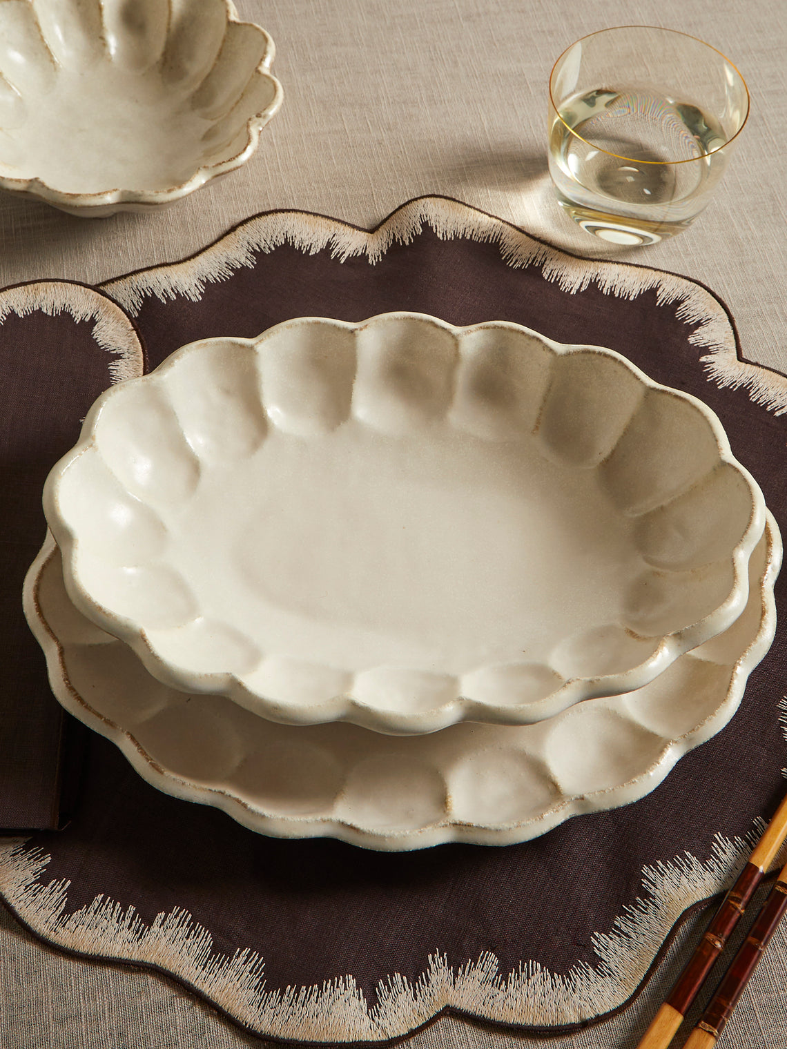 Kaneko Kohyo - Rinka Ceramic Oval Shallow Bowls (Set of 4) - White - ABASK