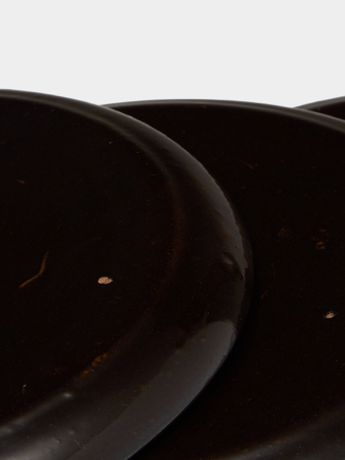 Poterie d’Évires - Flowers Hand-Painted Ceramic Plates – 9.5in/24cm (Set of 8) - Dark brown - ABASK