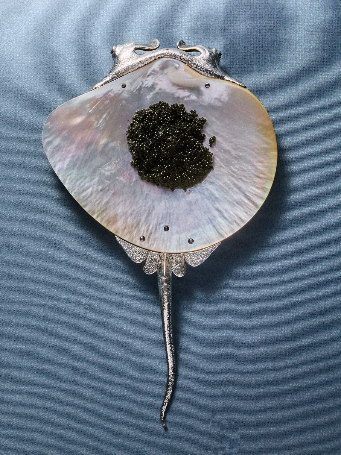 Objet Luxe - Manta Ray Silver-Plated and Mother-of-Pearl Caviar Dish - Silver - ABASK