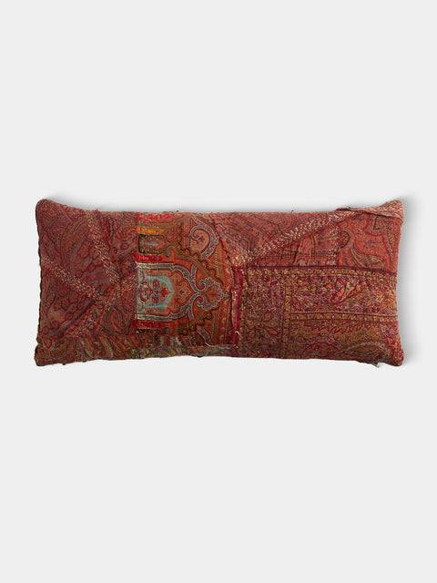 By Walid - 19th-Century Wool Paisley and Cotton Patchwork Cushion (25.5in/65cm) - Multiple - ABASK - 