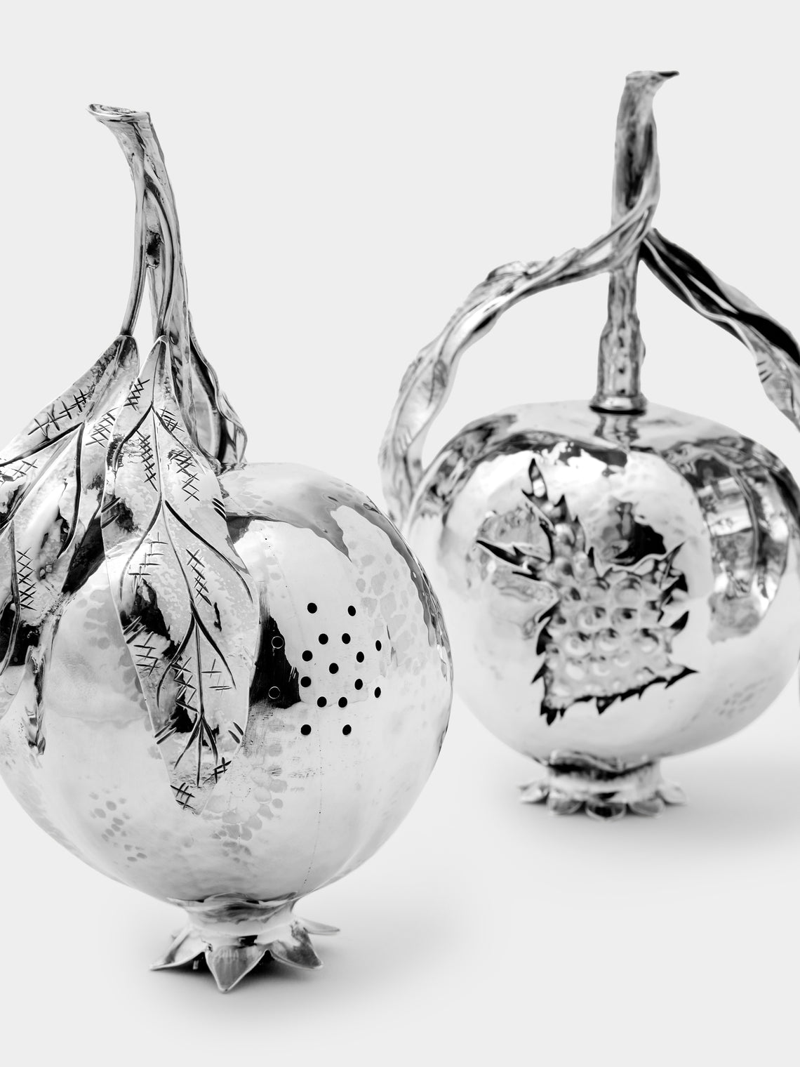 Milanese Silver - Pomegranate Sterling Silver Salt and Pepper Shakers (Set of 2) - Silver - ABASK