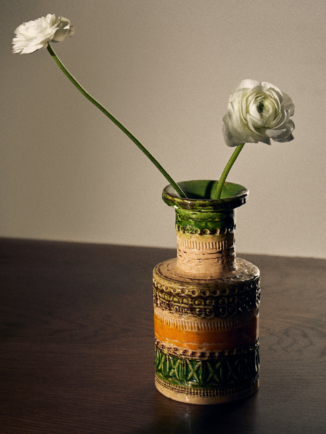 Antique and Vintage - 1960s Bitossi Sahara Ceramic Bud Vase (6in/16cm) - Green - ABASK