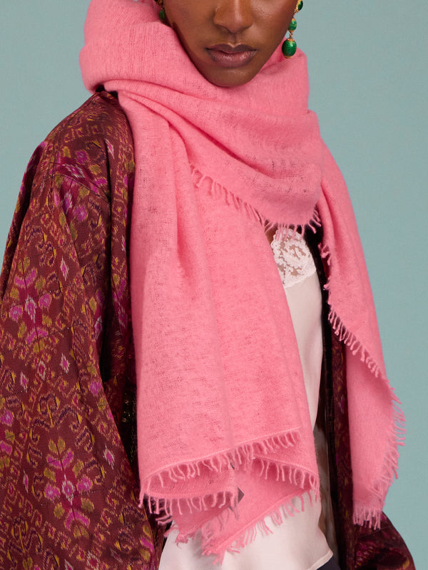 Denis Colomb - Fuzzy Feutre Cashmere Shawl | One Size - Pink - ABASK