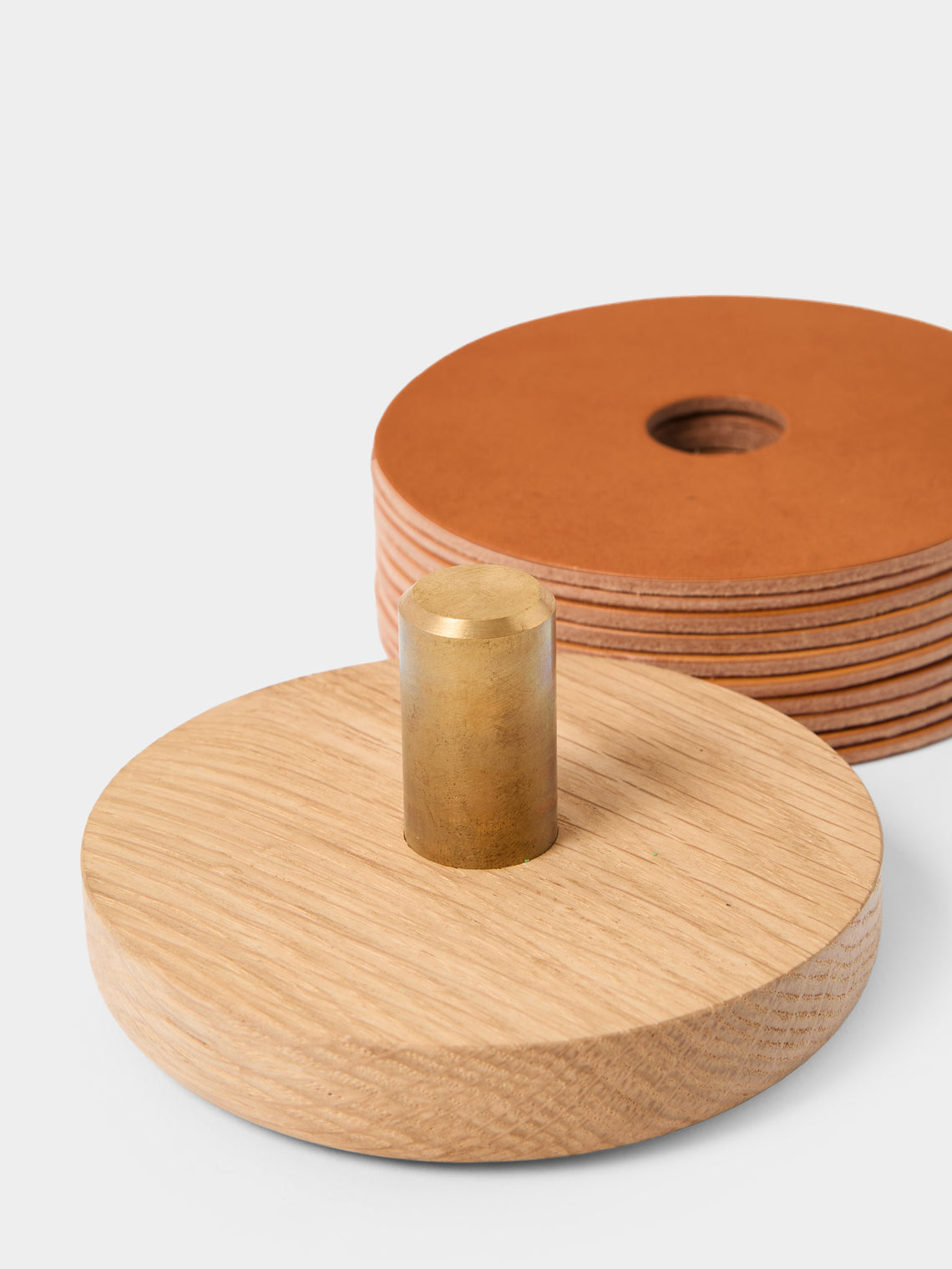 Otzi Studio - | Set of 10 | Gasket Leather Coasters - Natural - ABASK