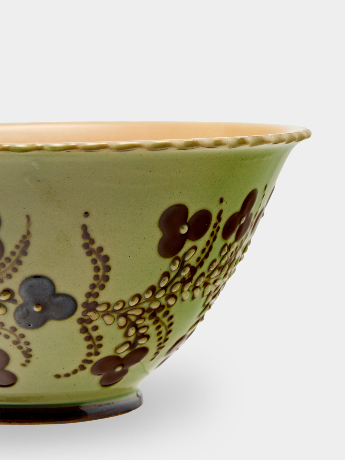 Poterie d’Évires - Flowers Hand-Painted Ceramic Mini Salad Bowl - Green - ABASK