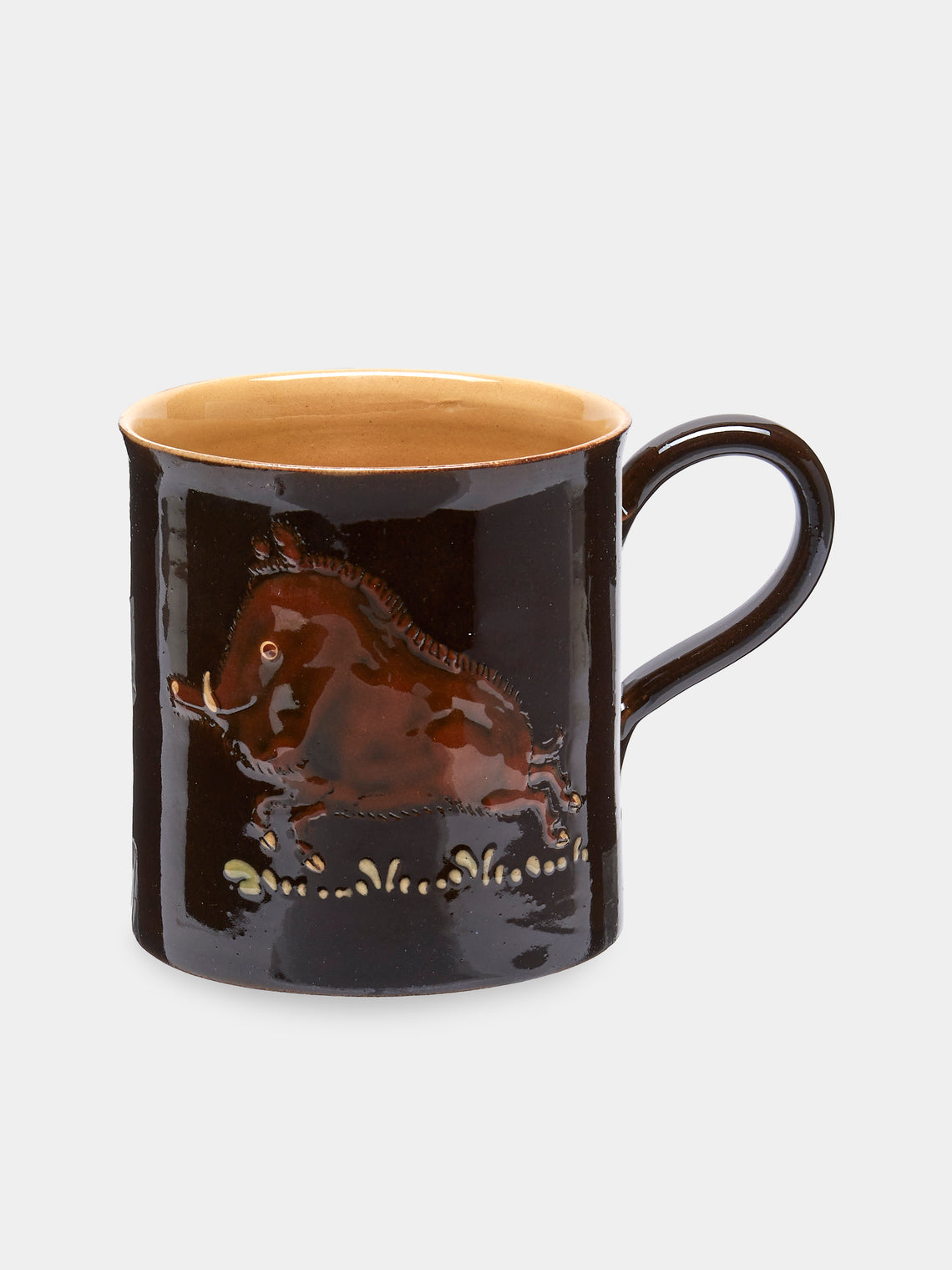 Poterie d’Évires - Animals Hand-Painted Ceramic Mugs (Set of 6) - Dark brown - ABASK