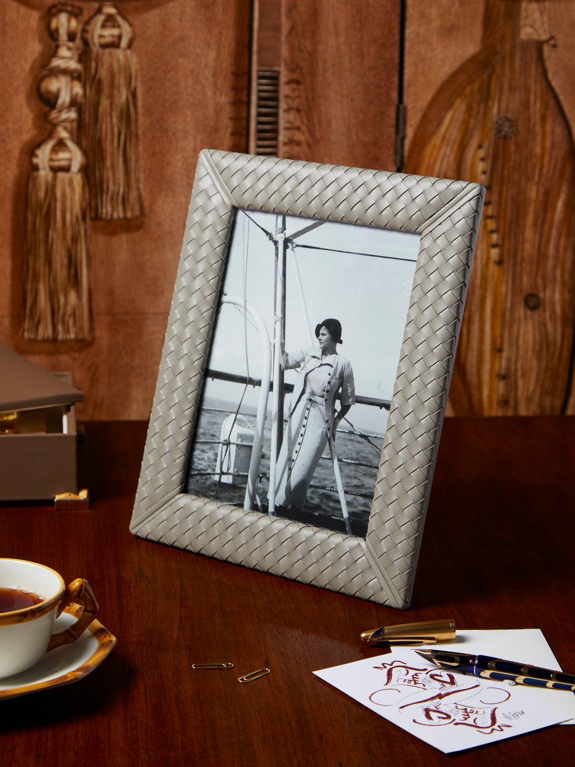 Riviere - Woven Leather Photo Frame - Grey - ABASK