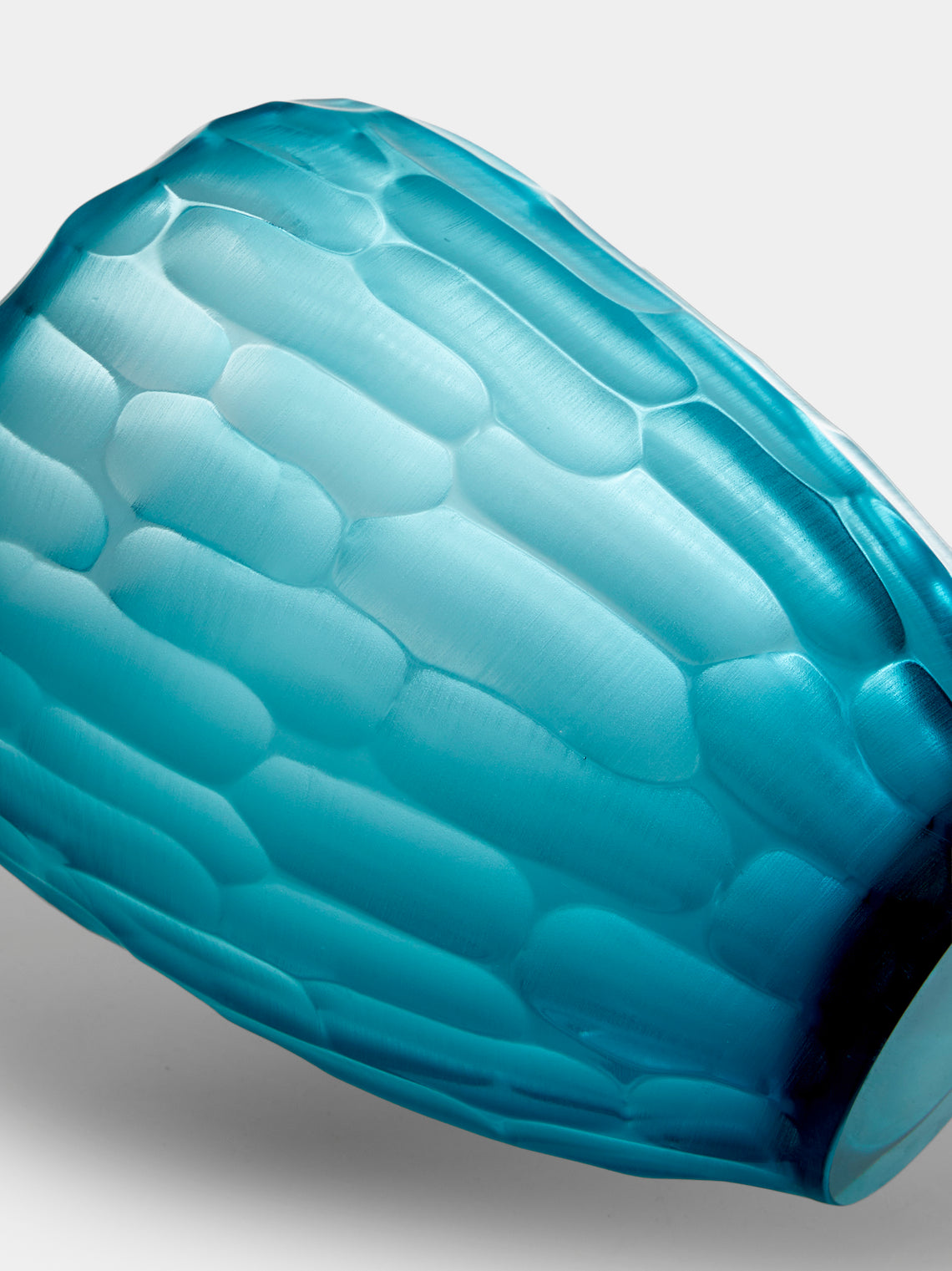 Micheluzzi Glass - Goccia Acqua Bamboo Hand-Blown Murano Glass Vase (9in/23cm) - Blue - ABASK