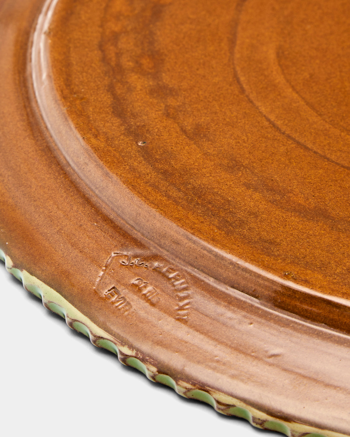 Poterie d’Évires - Flowers Hand-Painted Ceramic Large Round Platter - Green - ABASK