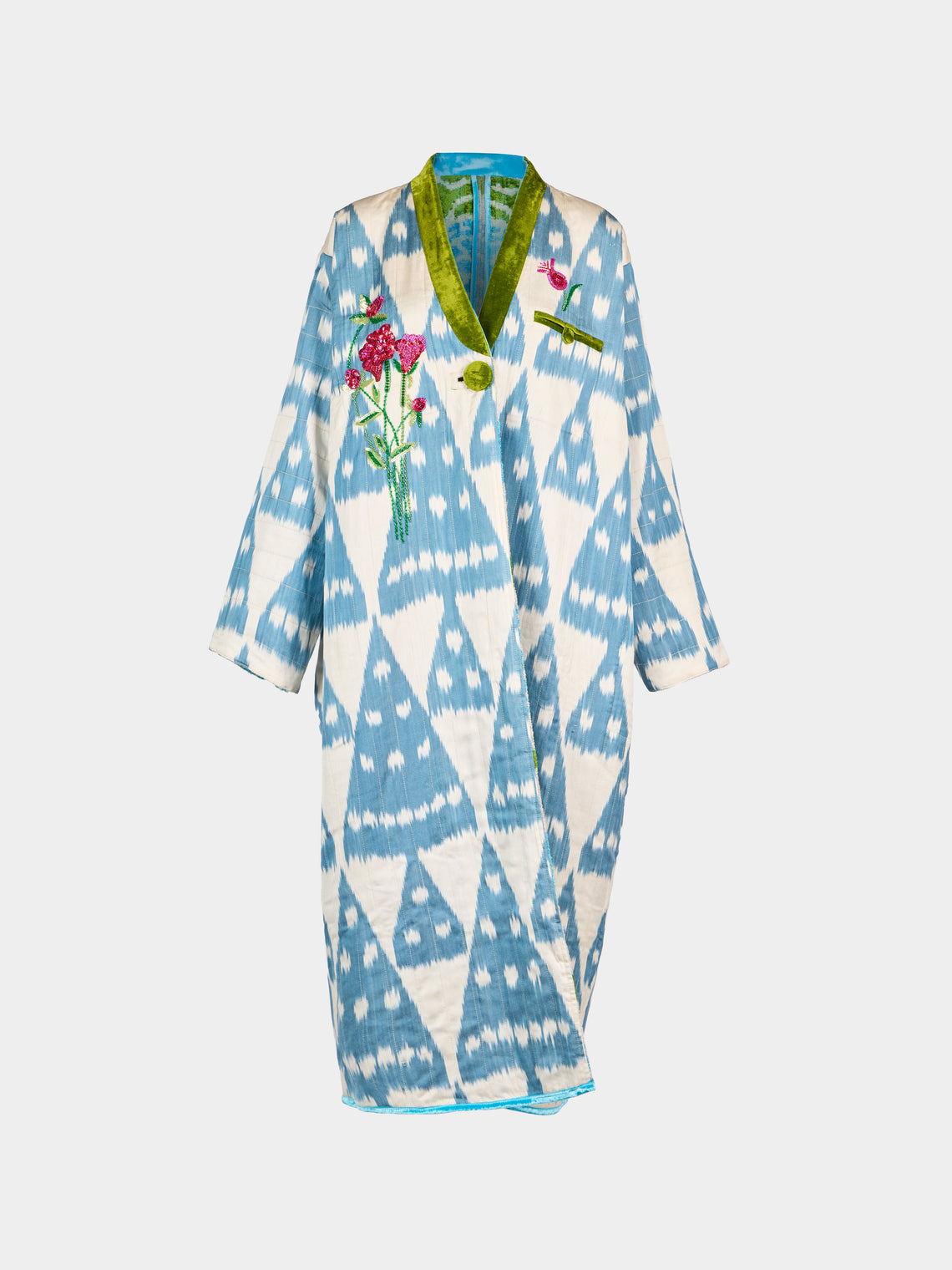 Nazzy Beglari - Hand-Loomed Ikat Velvet Reversible Robe | One Size - Multiple - ABASK