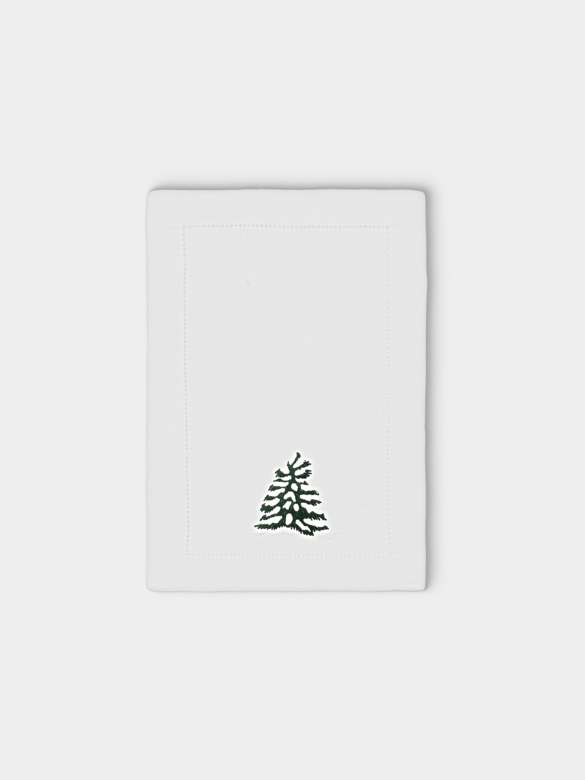 ERI Textiles - | Set of 4 | Winter Forest Hand-Embroidered Linen Napkins - White - ABASK