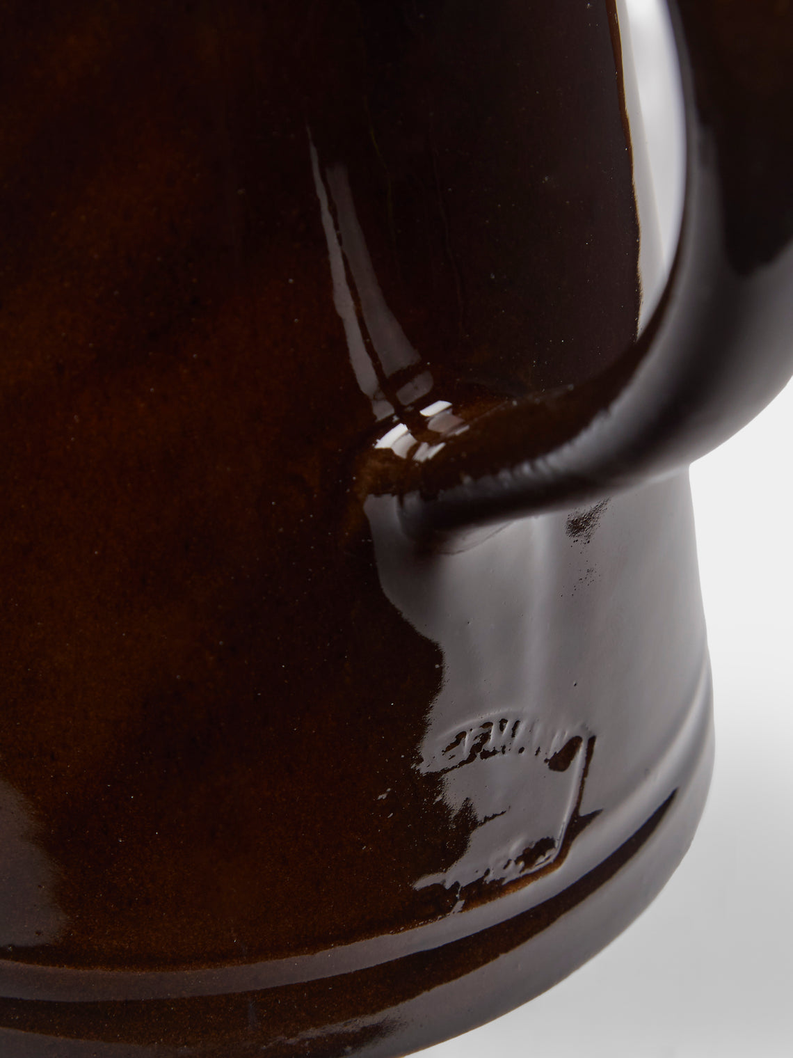 Poterie d’Évires - Flowers Hand-Painted Ceramic Large Milk Jug - Dark brown - ABASK