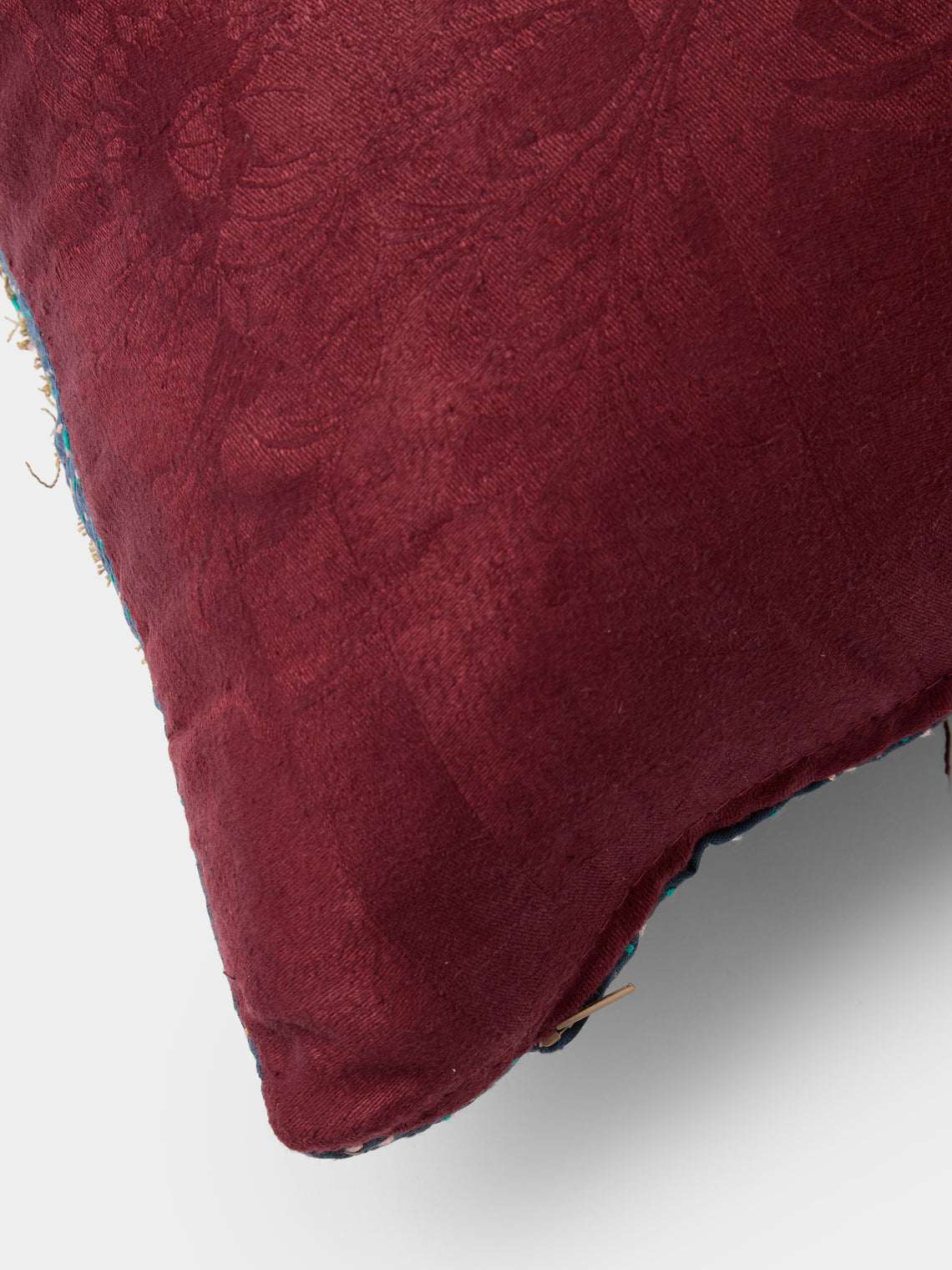 By Walid - 19th-Century Needlepoint Wool and Damask Cushion (24.5in/62cm) - Multiple - ABASK