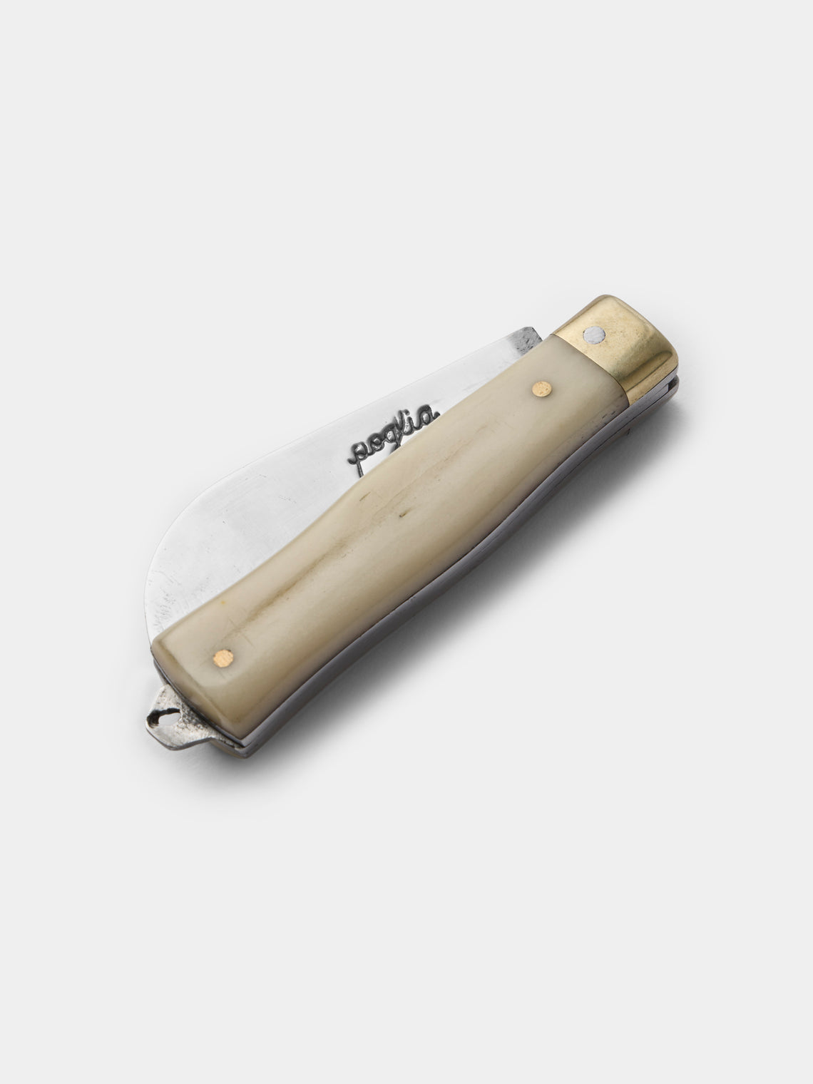 Poglia - Bone and Brass Pocket Knife - White - ABASK