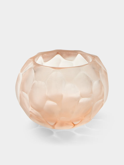 Micheluzzi Glass - Bocia Rose Bamboo Hand-Blown Murano Glass Vase (6in/15cm) - Pink - ABASK - 