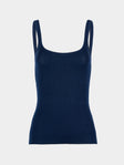 Ryan Roche - Cashmere Featherweight Ribbed Tank Top | Size: S - Navy - ABASK - 