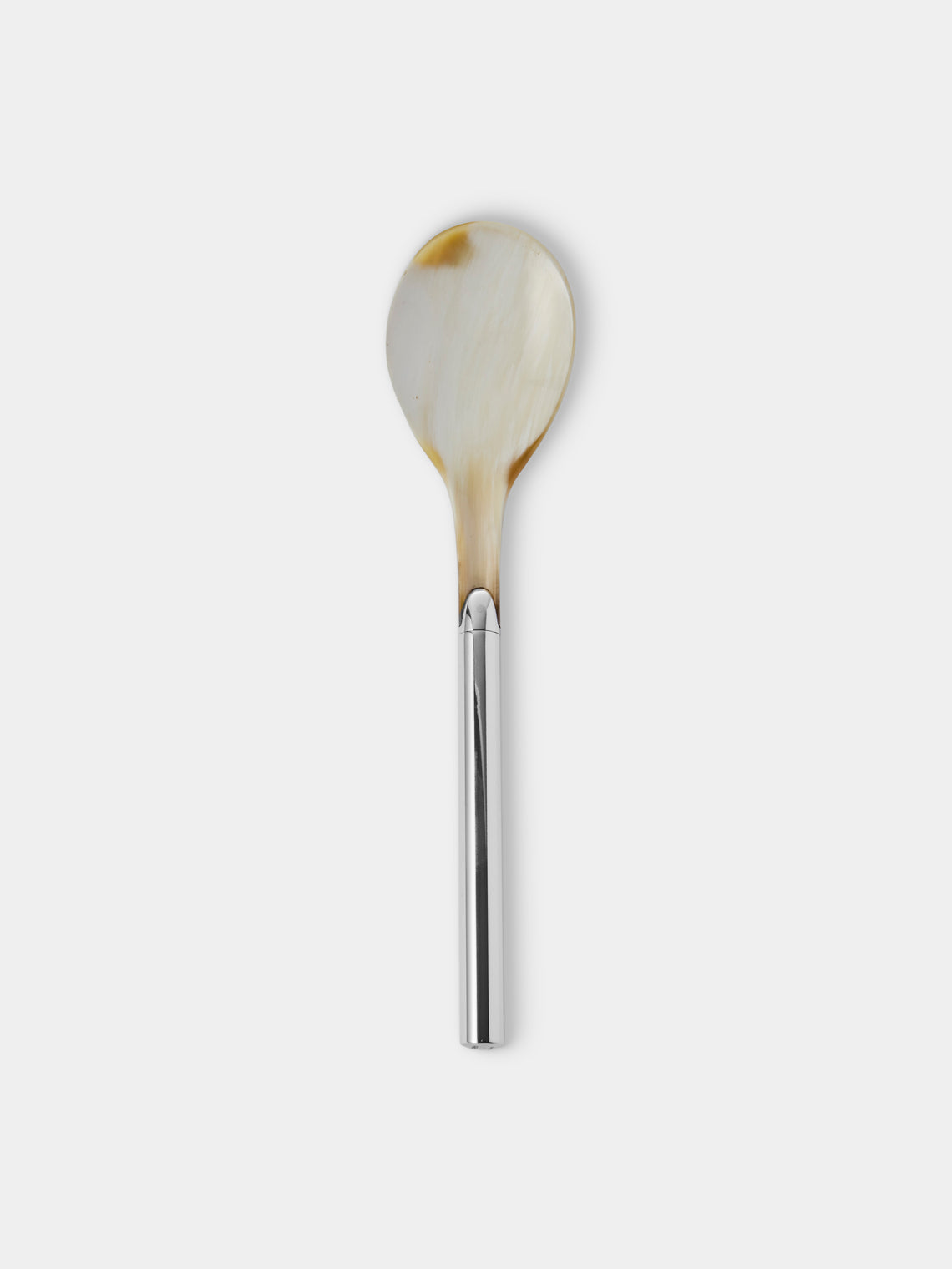 San Lorenzo - 1979 Afra and Tobia Scarpa Sterling Silver and Horn Salad Servers (Set of 2) - Silver - ABASK