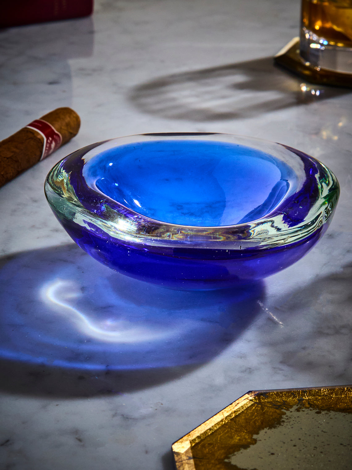 Antique and Vintage - Mid-Century Murano Glass Ashtray - Blue - ABASK