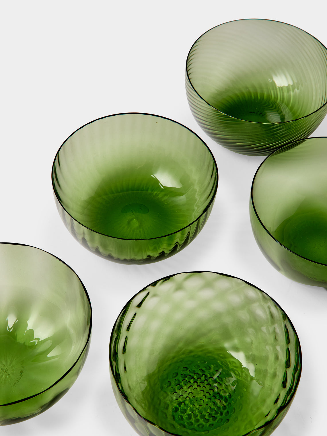 NasonMoretti - | Set of 6 | Idra Hand-Blown Murano Glass Dessert Bowls - Green - ABASK