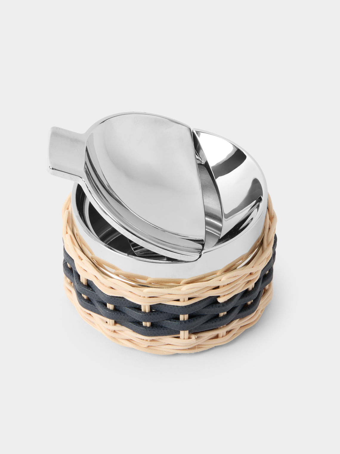 Pigment France - Toledo Leather and Rattan Ashtray - Blue - ABASK