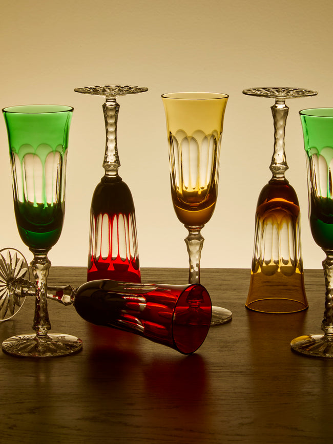 Antique and Vintage - 1980s Bohemian Crystal Champagne Flutes (Set of 6) - Multiple - ABASK