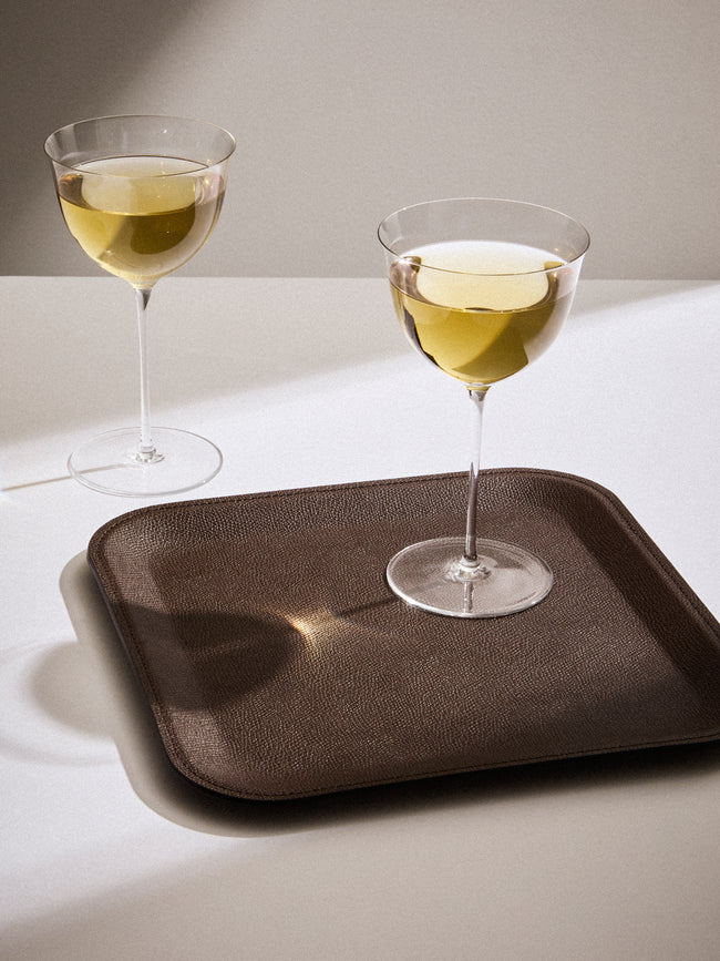 Pinetti - Victor Leather Trinket Tray (10in/25cm) - Dark Brown - ABASK