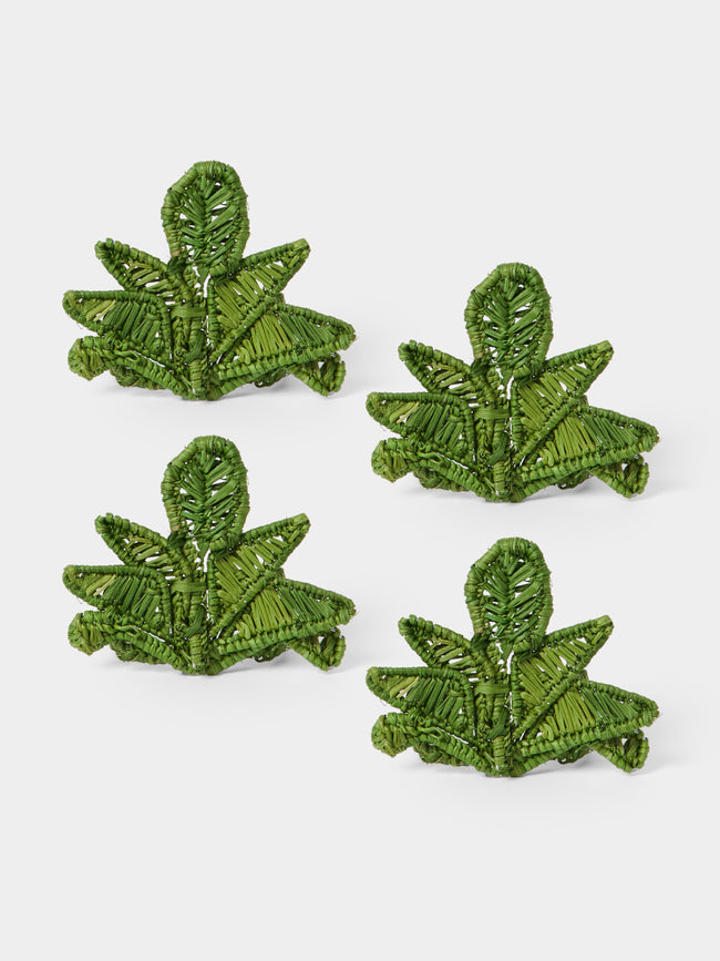 Artesanías del Atlántico - | Set of 4 | Bananas Handwoven Palm Napkin Rings - Green - ABASK - 
