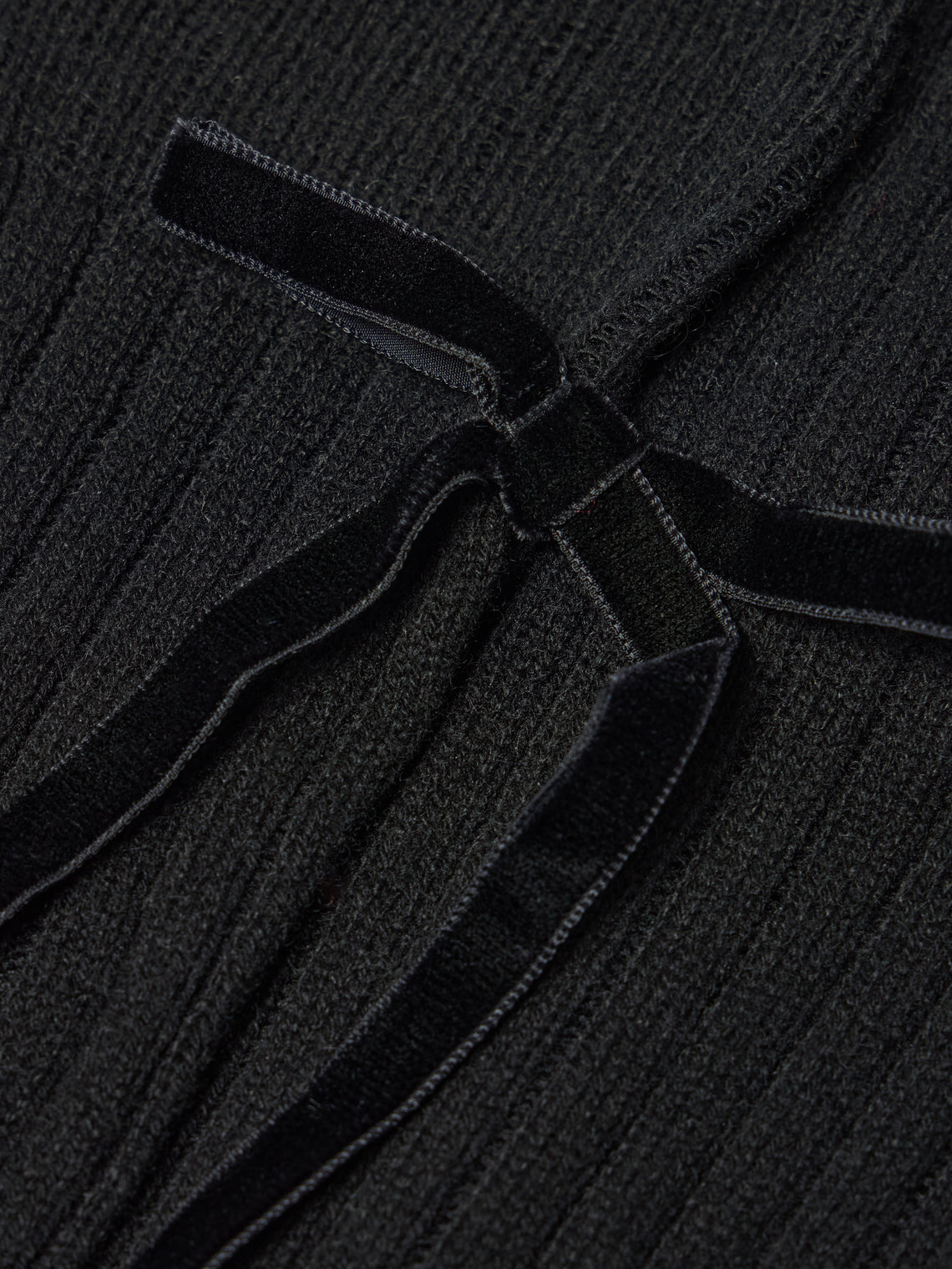 Maria La Rosa - Women's College Velvet Bow Cashmere Knee-High Socks | One Size - Black - ABASK