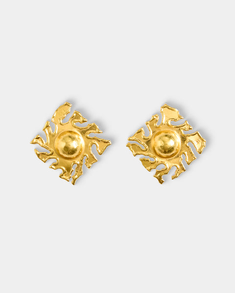 Mahnaz Collection - Women's Vintage 1980 Jean Mahie French 22-Karat Yellow Gold Earrings - Gold - ABASK - 