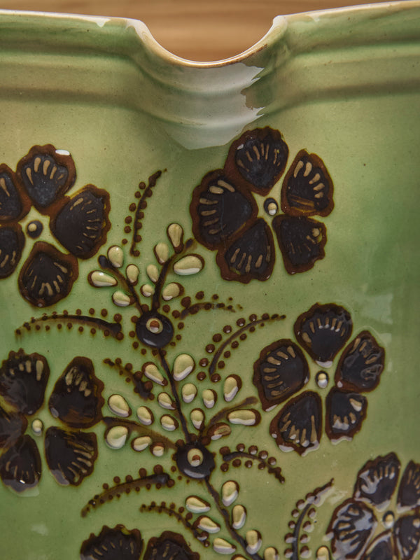 Poterie d’Évires - Flowers Hand-Painted Ceramic Straight-Edge Jug (70.5oz/2L) - Green - ABASK