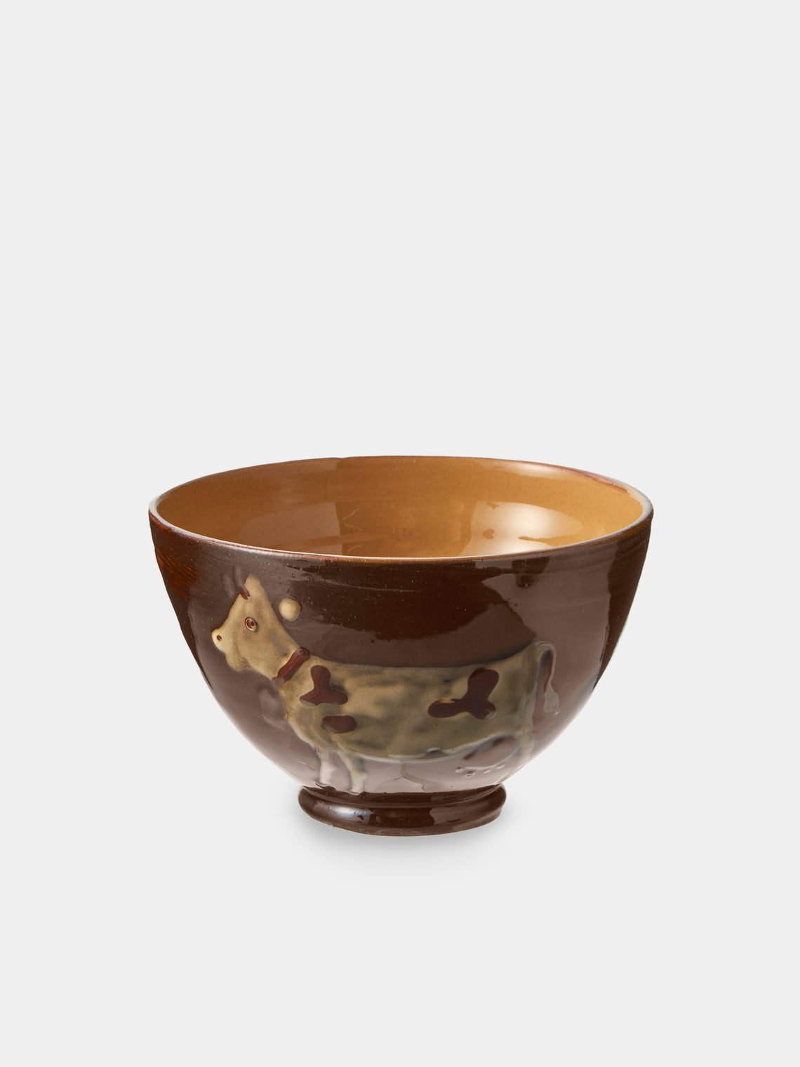 Poterie d’Évires - Cows Hand-Painted Ceramic Small Bowls (Set of 4) - Dark Brown - ABASK