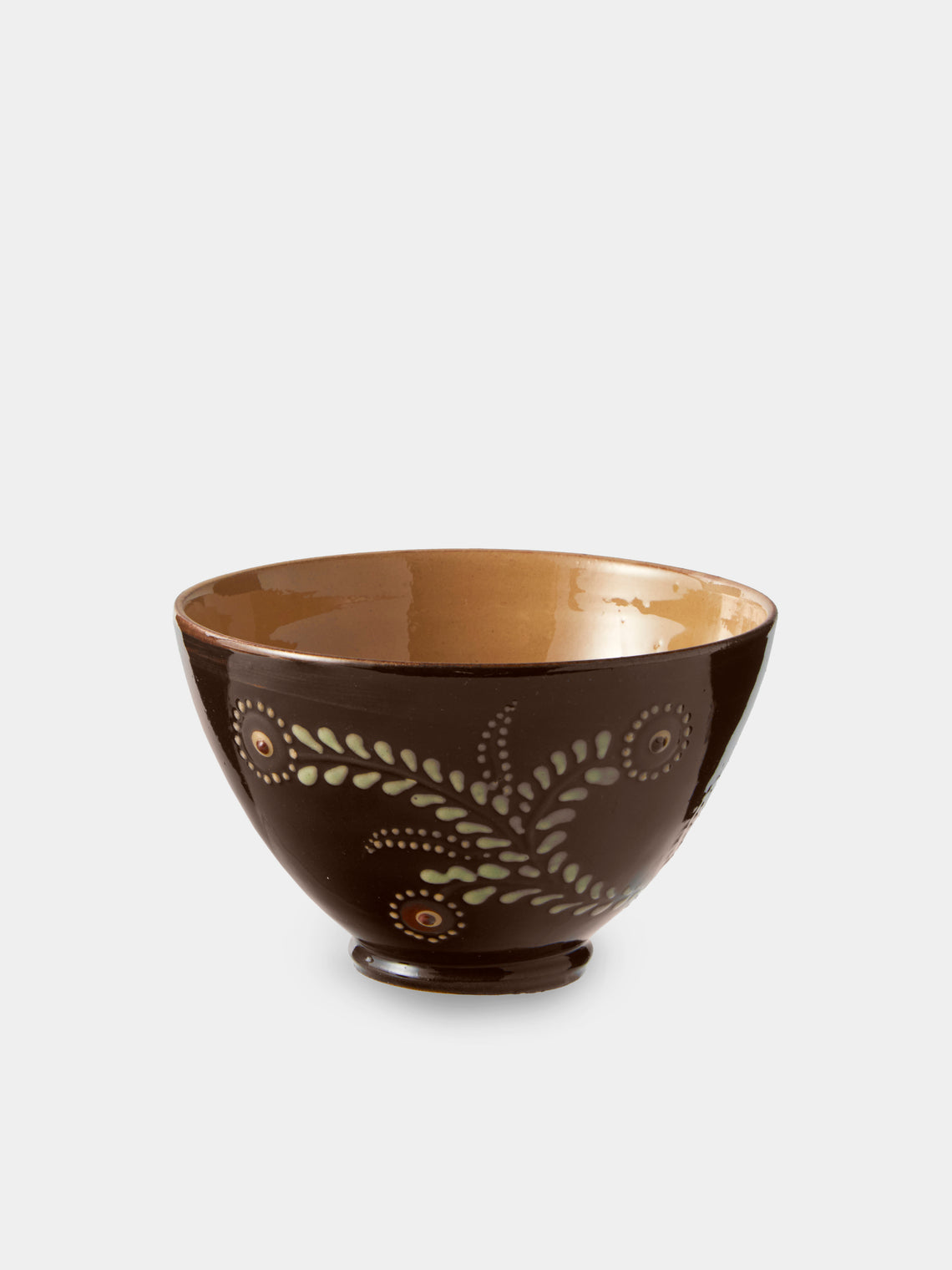 Poterie d’Évires - Flowers Hand-Painted Ceramic Small Bowls (Set of 4) - Dark Brown - ABASK
