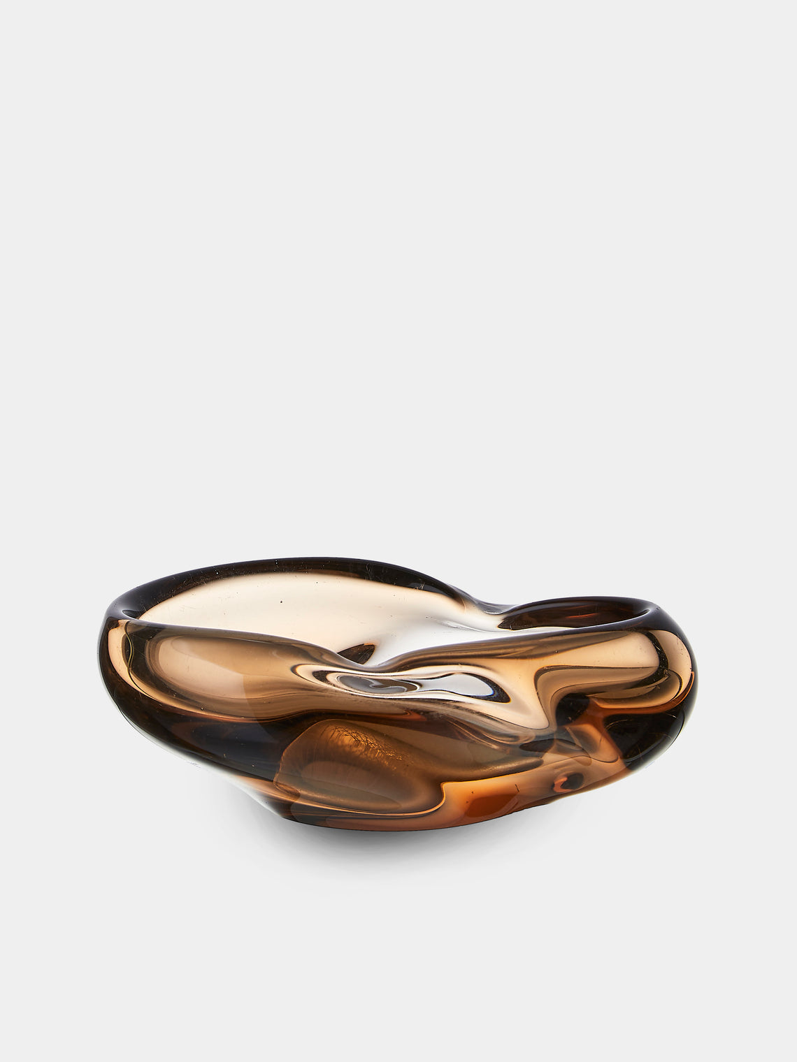 Antique and Vintage - Mid-Century Glass Ashtray - Brown - ABASK - 