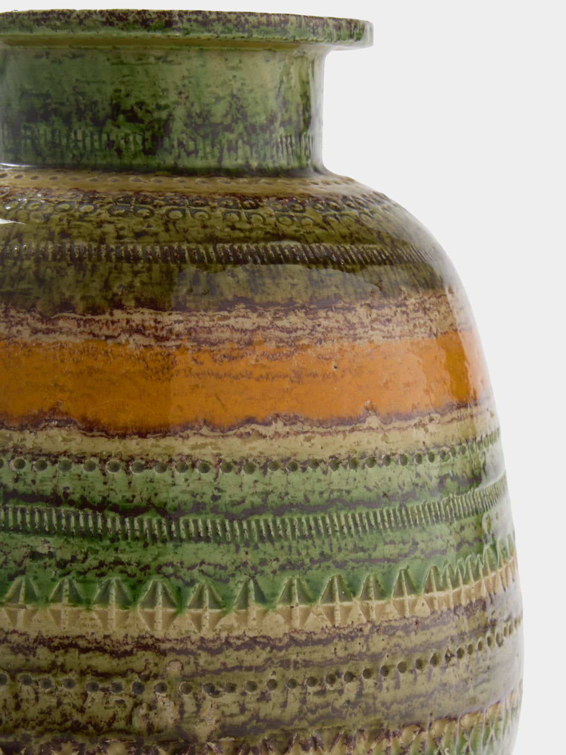 Antique and Vintage - 1960s Bitossi Sahara Ceramic Vase (11in/27.5cm) - Green - ABASK