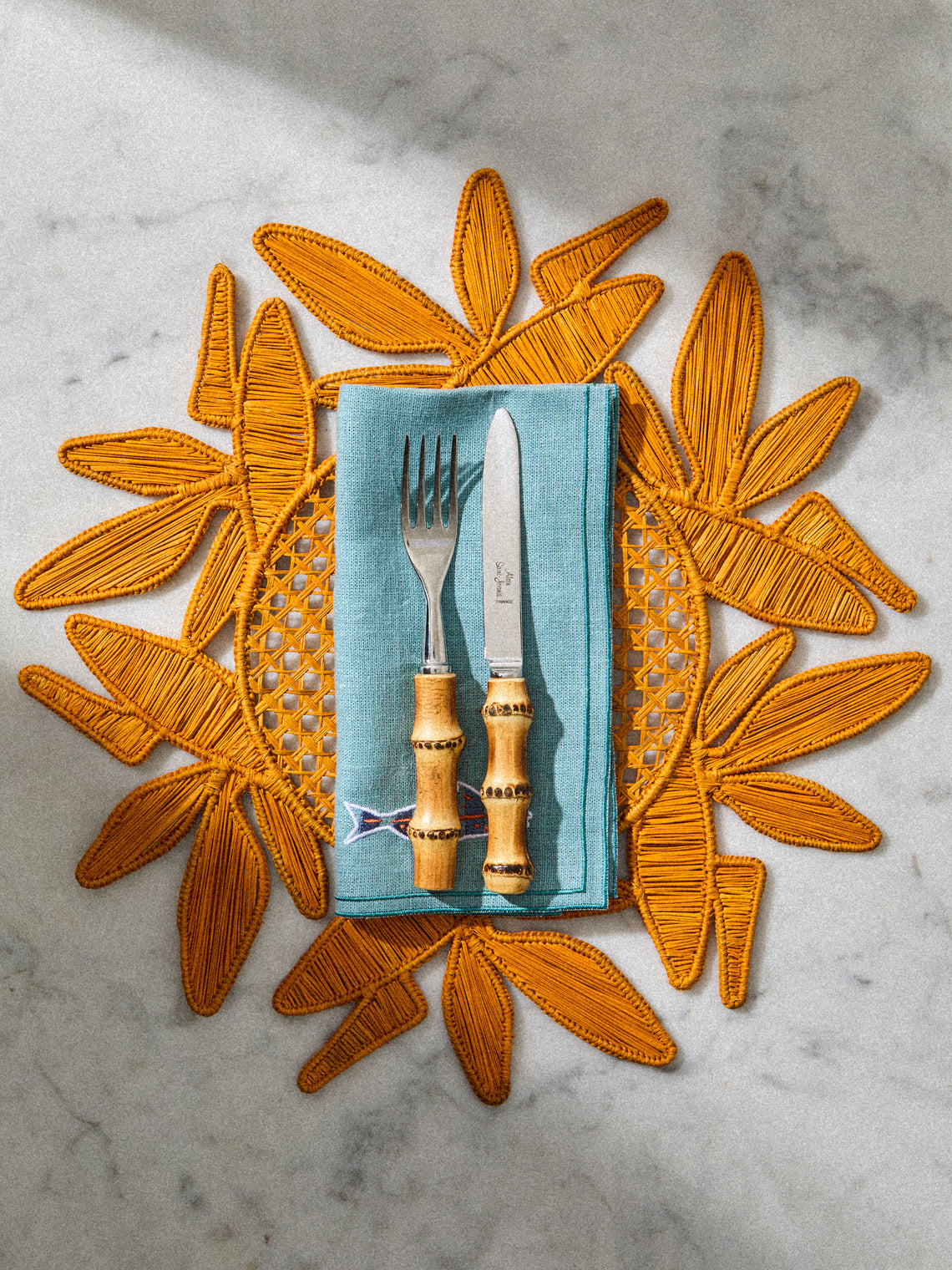 Artesanías del Atlántico - | Set of 4 | Paradise Handwoven Palm Placemats - Yellow - ABASK