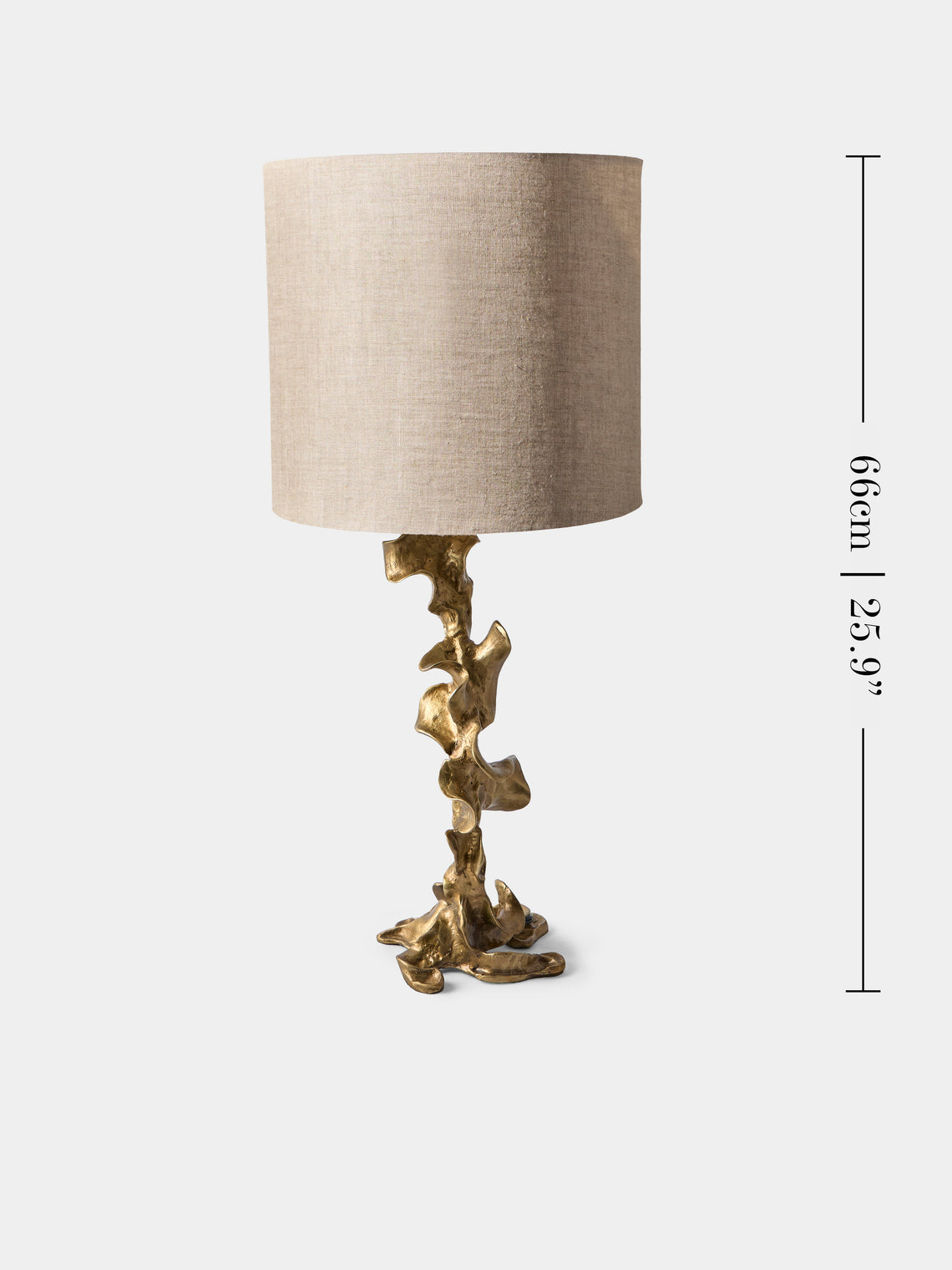 Viya - Saffron Brass and Embroidered Cotton Small Table Lamp - Brass - ABASK