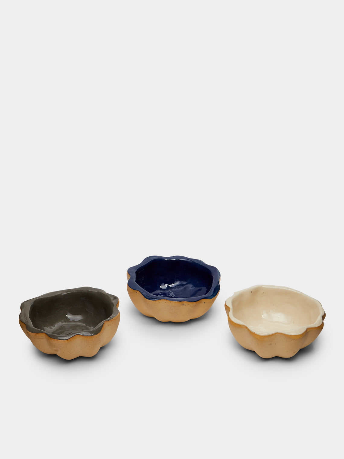 Terrafirma Ceramics - Ceramic Scalloped Dipping Bowls (Set of 3) -  - ABASK - 