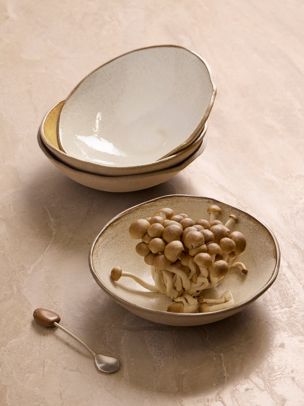 Hana Karim Studio - Hand-Built Stoneware Breakfast Bowls (Set of 4) - Cream - ABASK
