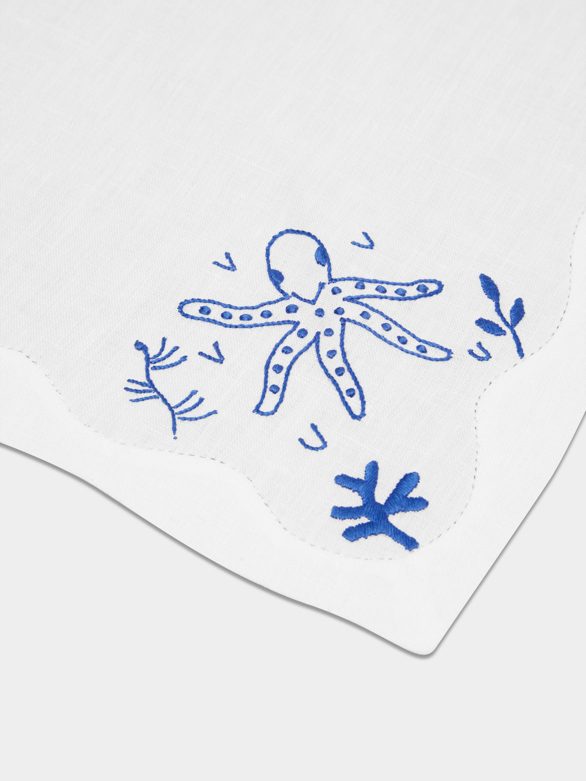 Taf Firenze - Sea Life Hand-Embroidered Linen Napkins (Set of 6) -  - ABASK